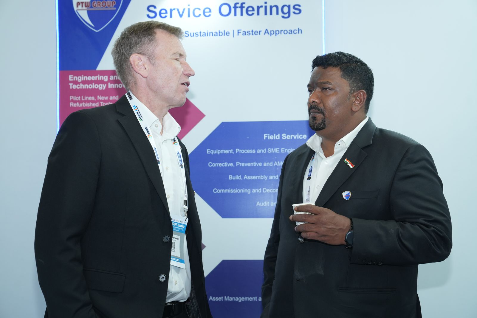 Venkatesh Kumar Pandurengan in conversation at an industry exhibition